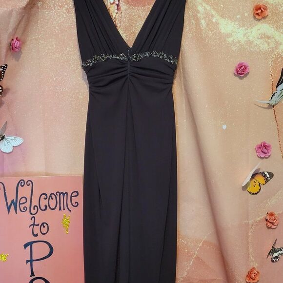 * DAVID MEISTER V NECK DESIGNER DARK BROWN DRESS - Picture 6 of 11